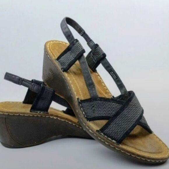 UGG AUSTRALIA Blue Leather Sling back Wedge Sandal. SIZE 10 - Picture 7 of 10